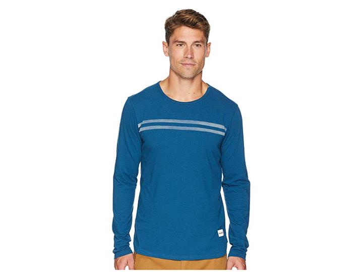 Hurley Faded Jersey Long Sleeve Knit (blue Force) Men's Clothing