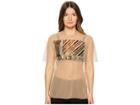 Versace Jeans Couture Sheer Designed Brand Short Sleeve Top (rose Dust) Women's Clothing