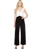 Adrianna Papell Color Blocked Matte Jersey Jumpsuit (ivory/black) Women's Jumpsuit & Rompers One Piece