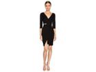Versace Collection Long Sleeve V-neck Knit Side Peek Dress (black) Women's Dress