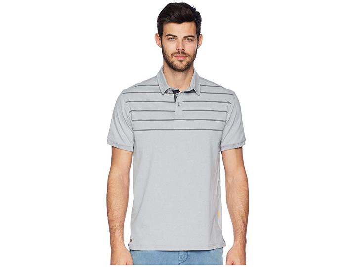 Quiksilver Waterman Striped Reel Backlash Technical Polo (light Grey Heather) Men's Clothing