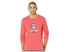 Life Is Good Life Is Merry Good Crusher Long Sleeve T-shirt (heather Americana Red) Men's T Shirt