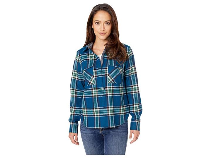Pendleton Paige 1/2 Zip Popover Shirt (turquoise Multi Plaid) Women's Clothing