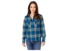 Pendleton Paige 1/2 Zip Popover Shirt (turquoise Multi Plaid) Women's Clothing