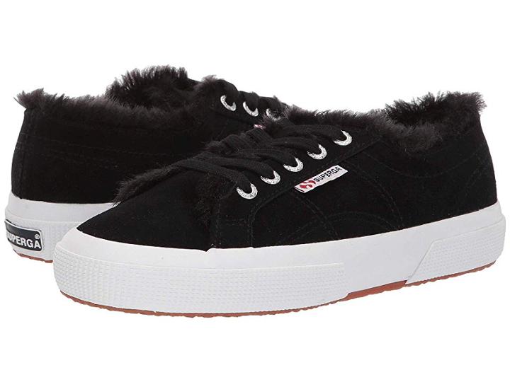 Superga 2750 Suehairyfurw (black Suede) Women's Lace Up Casual Shoes