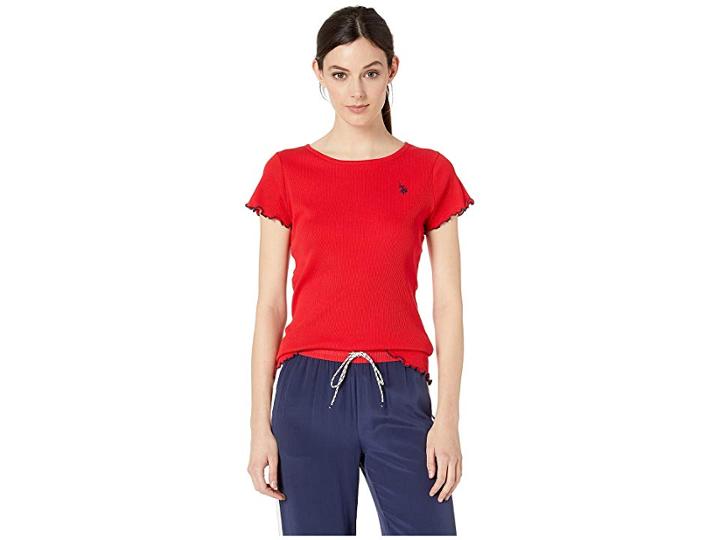 U.s. Polo Assn. Solid Lettuce Edge T-shirt (racing Red) Women's T Shirt