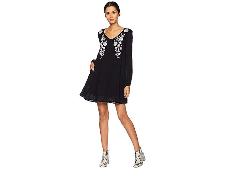 Rock And Roll Cowgirl Long Sleeve Dress D4-5808 (black) Women's Dress
