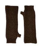 Marni Zip Detailed Wool English Rib Fingerless Mitten (brown) Scarves