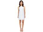 London Times Seersucker Shift Dress W/ Crochet Detail (blue/white) Women's Dress