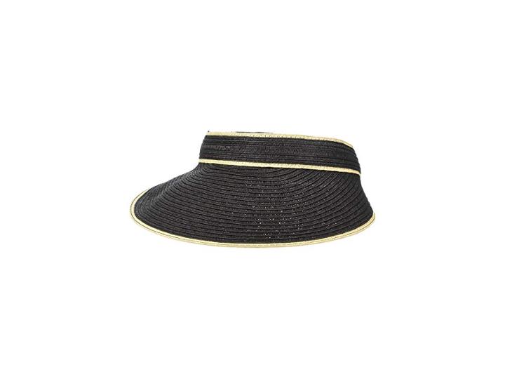 Calvin Klein Straw Visor With Elastic Band (black) Caps