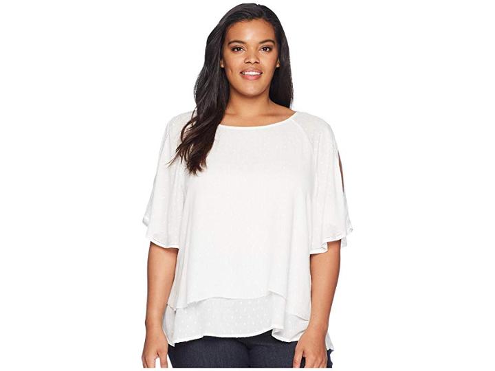B Collection By Bobeau Plus Size Sawyer Swiss Dot Blouse (ivory) Women's Blouse