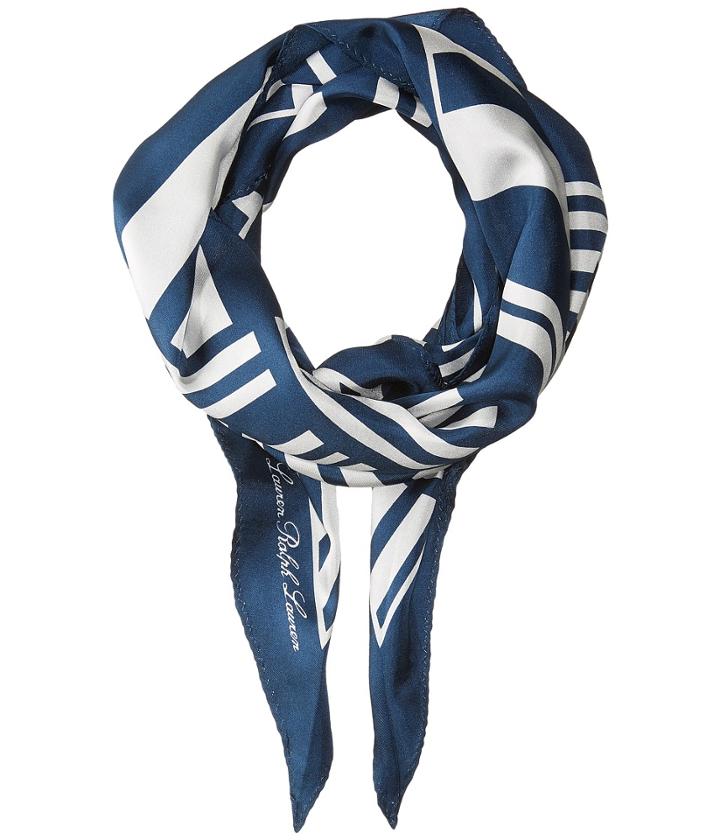 Lauren Ralph Lauren Alina Silk Diamond Shape Scarf (navy) Scarves