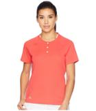 Adidas Golf Climachill(r) Collarless Short Sleeve Polo (real Coral) Women's Short Sleeve Knit