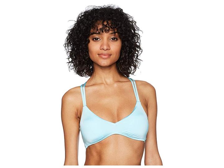 The Bikini Lab Solid Strappy Bralette Bikini Top (blue) Women's Swimwear