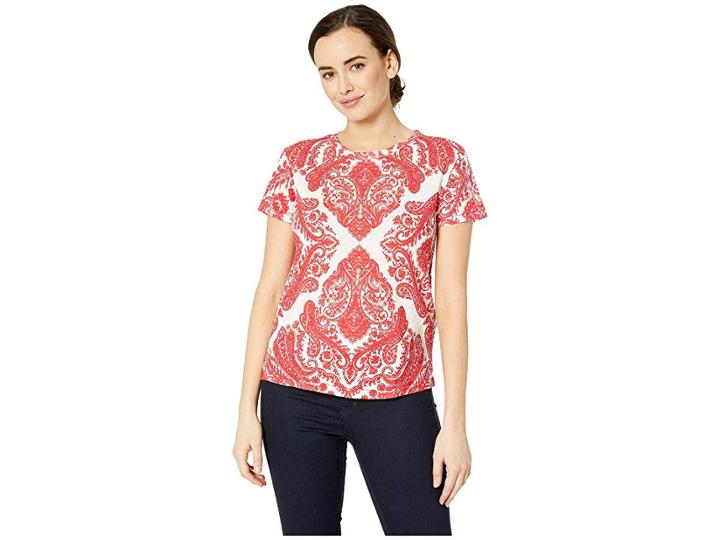 Lucky Brand Print Tee (red Multi) Women's T Shirt