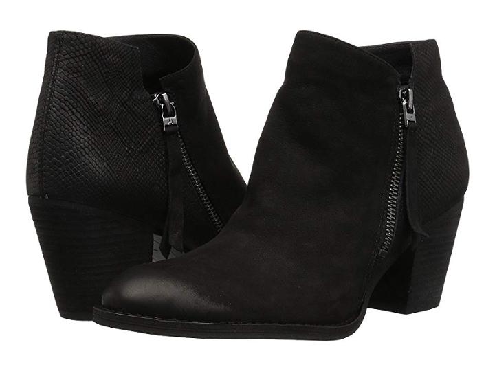 Sam Edelman Macon (black Waxy Nubuck Leather/lizard Embossed Nubuck Leather) Women's Flat Shoes