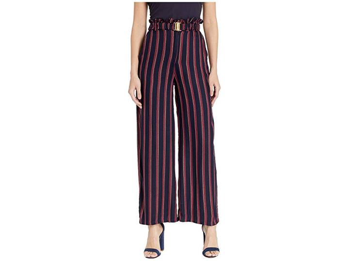 Angie Belted Stripe Pants (navy) Women's Casual Pants