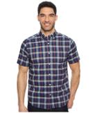 Nautica Wear To Work Short Sleeve Large Plaid Woven Shirt (sailor Red) Men's Short Sleeve Button Up