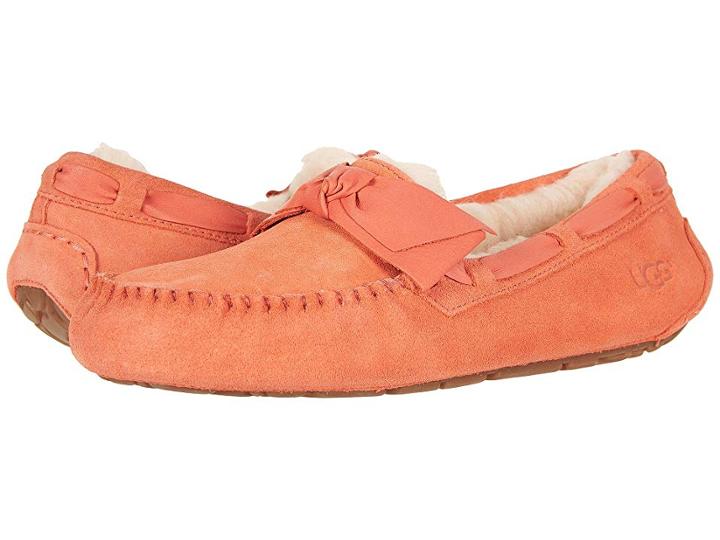 Ugg Dakota Leather Bow (vibrant Coral) Women's Moccasin Shoes