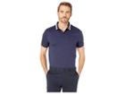 Calvin Klein Short Sleeve Contrast Striped Collar Three-button Polo (marin Mist) Men's Clothing