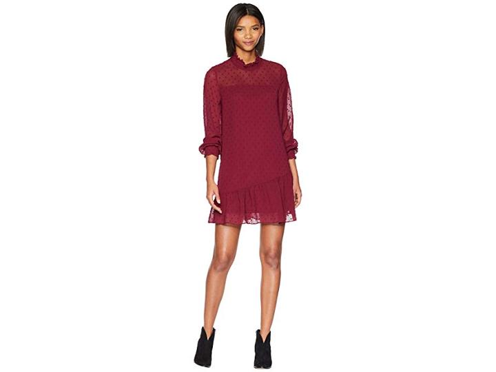 Kensie Crinkle Dot Dress Ks0k8389 (berry Juice) Women's Dress