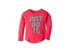 Nike Kids Crystal Just Do It Modern Long Sleeve Tee (little Kids) (rush Pink) Girl's Clothing