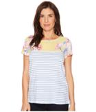 Joules Suzy Jersey/woven Mix T-shirt (lemon Whitstable Floral) Women's T Shirt