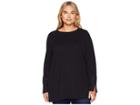 Nic+zoe Plus Size Grommet Cuff Top (black Onyx) Women's Clothing