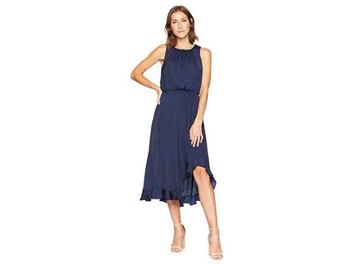 Vince Camuto Sleeveless Cinched Waist Rumple Maxi Dress (classic Navy) Women's Dress