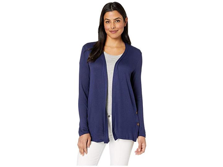 Bobeau Cardigan With Side Buttons (navy) Women's Sweater