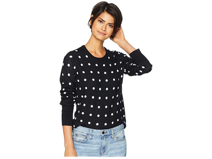 Equipment Shane Crew Dot Jacquard (black/ivory) Women's Long Sleeve Pullover