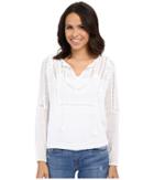 Lucky Brand Lace Insert Top (lucky White) Women's Long Sleeve Pullover