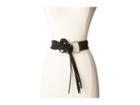 Frye 45mm Pebble Leather Fringe Belt With Ring Buckle (black/antique Nickel) Women's Belts