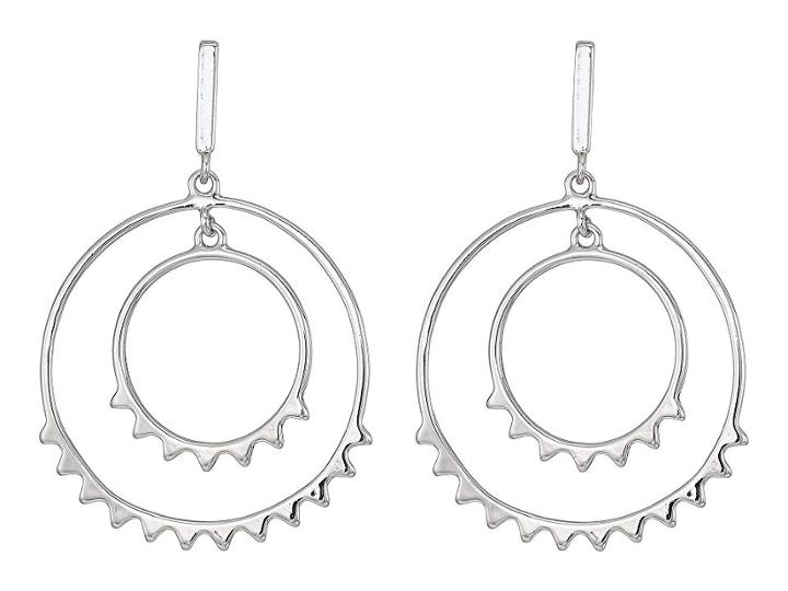 Rebecca Minkoff Ellie Double Circle Drop Earrings (silver) Earring