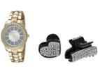 Steve Madden Madden Girl Glitter Band Watch With Two-piece Hair Set Smgs022 (gold) Watches