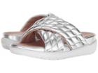 Fitflop Loosh Luxetm Cross Slide Leather Sandals (silver Metallic Leather) Women's  Shoes