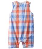 Janie And Jack Plaid Poplin One-piece (infant) (orange Blue Plaid) Boy's Jumpsuit & Rompers One Piece