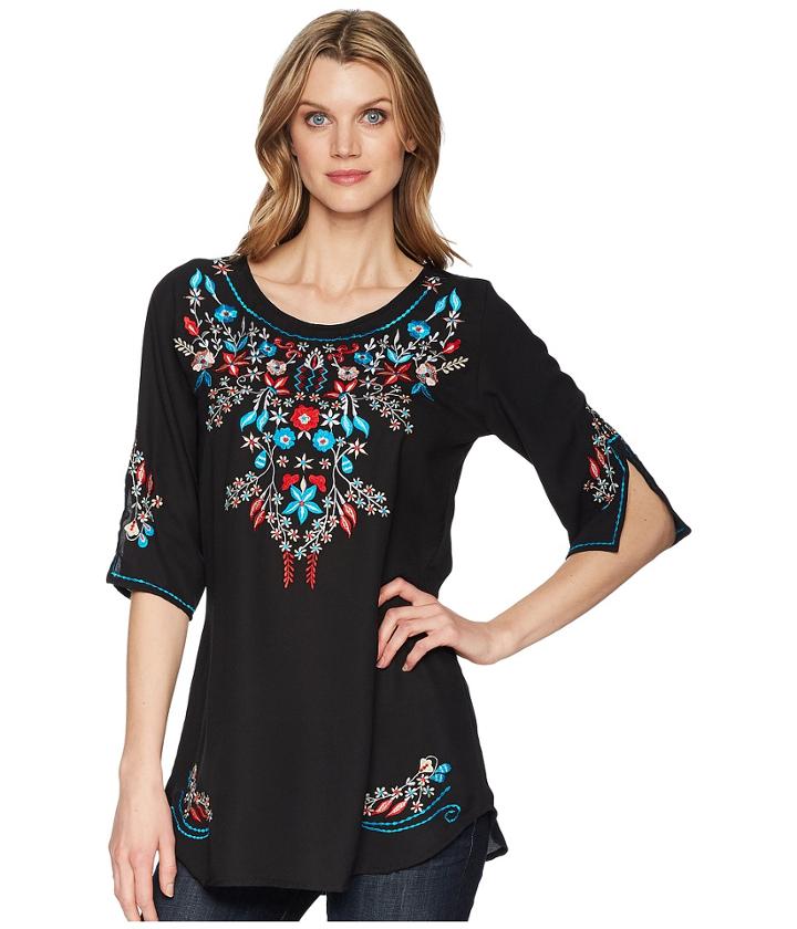 Scully Bara Embroidered Blouse (black) Women's Clothing