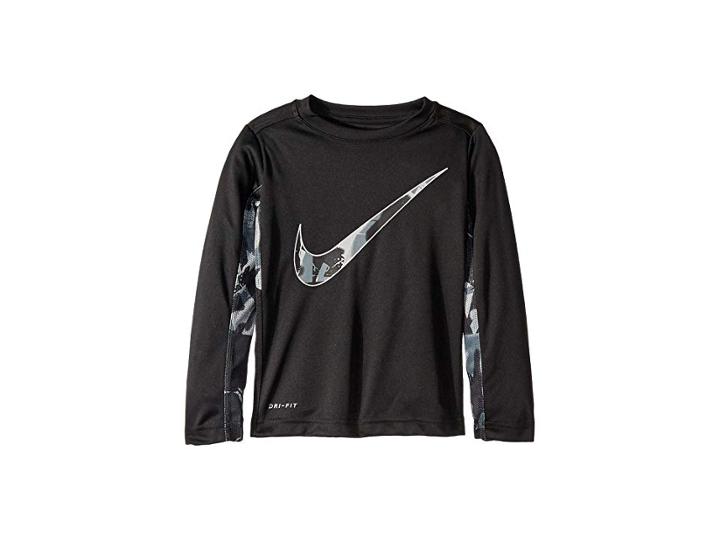 Nike Kids Dri-fit Long Sleeve Graphic Legacy Top (little Kids) (black) Boy's Clothing