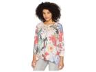 Nally & Millie Pink Handpainted Floral Top (multi) Women's Clothing