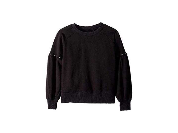 Hudson Kids Oversized Crew Neck With Studs (big Kids) (black) Girl's Clothing