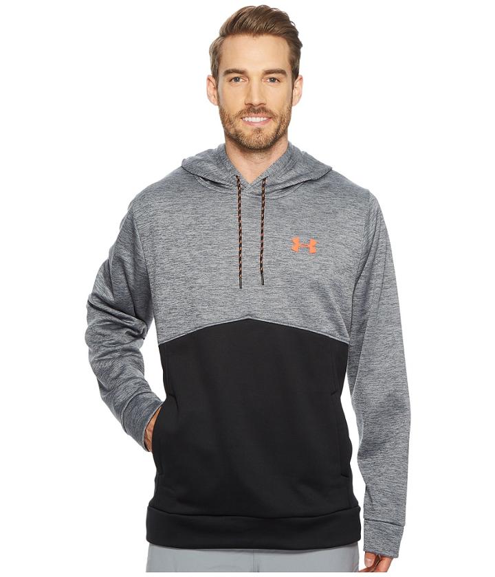 Under Armour Storm Armour Fleece Icon Twist Hoodie (rhino Gray/black/neon Coral) Men's Sweatshirt