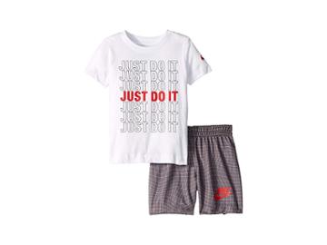 Nike Kids Just Do It Tee And Shorts Set (toddler) (gunsmoke) Boy's Active Sets