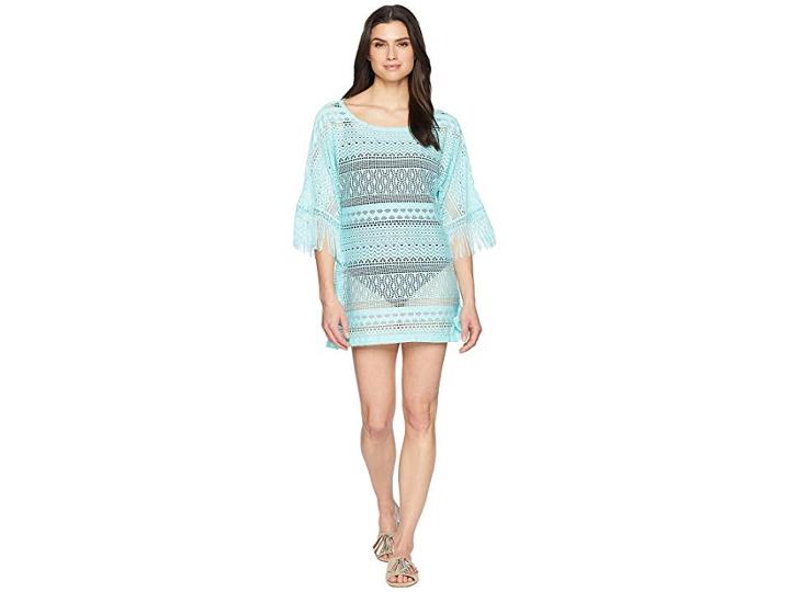 Kenneth Cole Tough Luxe Boat Neck Tunic Cover-up (aqua) Women's Swimwear