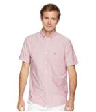 Lacoste Short Sleeve Oxford Button Down Collar Regular (sierra Red) Men's Short Sleeve Button Up