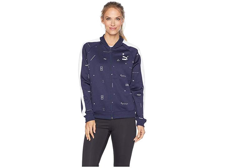 Puma Classics T7 Track Jacket Aop (peacoat/camo Mirco) Women's Coat