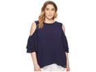 Michael Michael Kors Plus Size Cold Shoulder Flounce Top (true Navy) Women's Clothing
