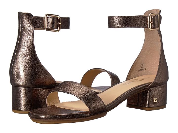 Yosi Samra Daniel (dark Gold Metallic Textured Leather) Women's Dress Sandals