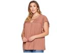 B Collection By Bobeau Plus Size Nicoline Flutter Sleeve (clove) Women's Clothing
