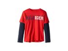 Tommy Hilfiger Kids Long Sleeve Crew Neck Shirt (big Kids) (racing Red) Boy's Clothing